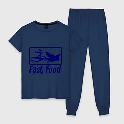 Пижама хлопковая женская Shark fast food, цвет: тёмно-синий