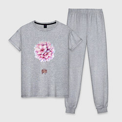 Пижама хлопковая женская Воздушные Цветы, цвет: меланж