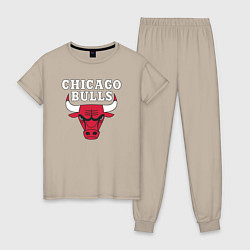 Пижама хлопковая женская CHICAGO BULLS, цвет: миндальный