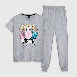Пижама хлопковая женская Puddin', цвет: меланж