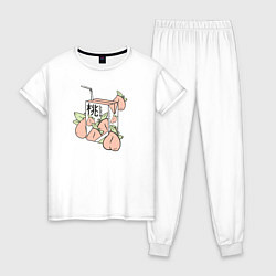 Пижама хлопковая женская Персиковый Сок, цвет: белый