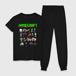 Пижама хлопковая женская Minecraft, цвет: черный