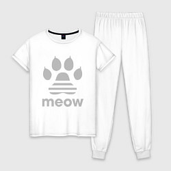 Пижама хлопковая женская Meow, цвет: белый