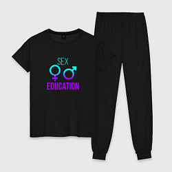 Пижама хлопковая женская SEX EDUCATION, цвет: черный