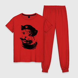 Пижама хлопковая женская Че - Котяра, цвет: красный