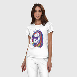 Пижама хлопковая женская Rasta Unicorn, цвет: белый — фото 2