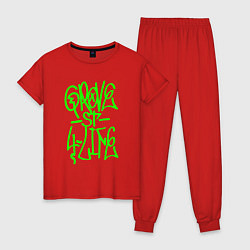 Пижама хлопковая женская GROVE STREET 4 LIFE, цвет: красный