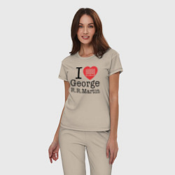 Пижама хлопковая женская I Love George Martin, цвет: миндальный — фото 2