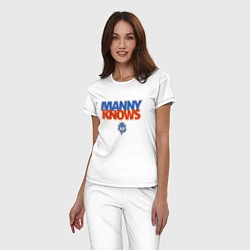 Пижама хлопковая женская Manny Knows, цвет: белый — фото 2
