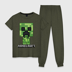 Пижама хлопковая женская MINECRAFT, цвет: меланж-хаки