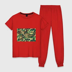 Пижама хлопковая женская Пограничные Войска, цвет: красный
