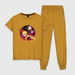Пижама хлопковая женская KIMETSU NO YAIBA, цвет: горчичный