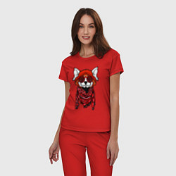 Пижама хлопковая женская Красная панда, цвет: красный — фото 2