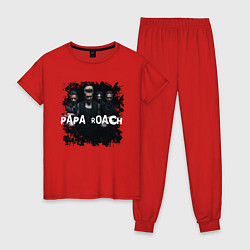 Пижама хлопковая женская Papa roach, цвет: красный