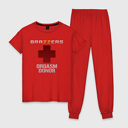 Пижама хлопковая женская Brazzers orgasm donor, цвет: красный