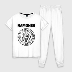 Пижама хлопковая женская RAMONES, цвет: белый