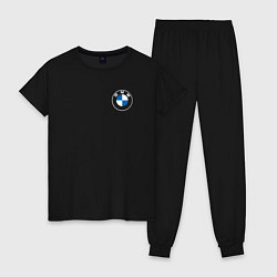 Пижама хлопковая женская BMW LOGO 2020, цвет: черный