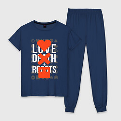 Пижама хлопковая женская LOVE DEATH ROBOTS LDR, цвет: тёмно-синий