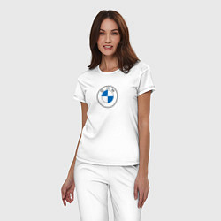 Пижама хлопковая женская BMW M Power, цвет: белый — фото 2