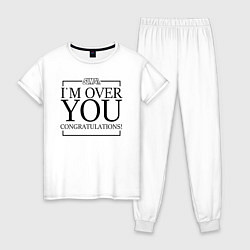 Пижама хлопковая женская Im over you, цвет: белый