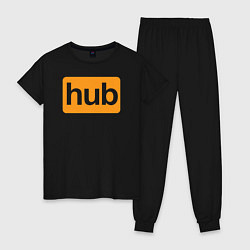 Пижама хлопковая женская Hub, цвет: черный