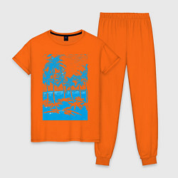 Пижама хлопковая женская Отдых в летом, цвет: оранжевый