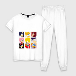 Пижама хлопковая женская Японский Sonic, цвет: белый