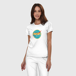 Пижама хлопковая женская NASA винтажный логотип, цвет: белый — фото 2