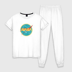 Пижама хлопковая женская NASA винтажный логотип, цвет: белый