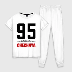 Пижама хлопковая женская 95 Chechnya, цвет: белый