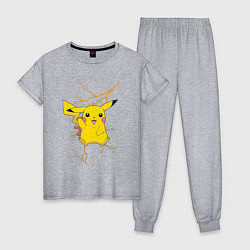 Пижама хлопковая женская Pikachu, цвет: меланж