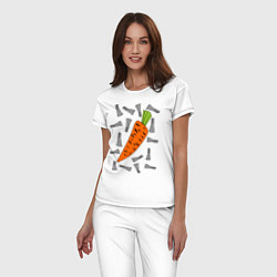 Пижама хлопковая женская Морковка кролика, цвет: белый — фото 2