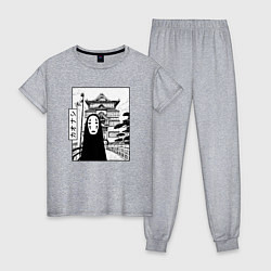 Пижама хлопковая женская No-Face Spirited Away Ghibli, цвет: меланж