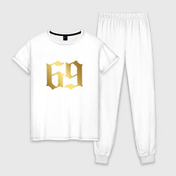 Пижама хлопковая женская 6ix9ine Gold, цвет: белый