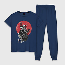 Пижама хлопковая женская Японский самурай, цвет: тёмно-синий