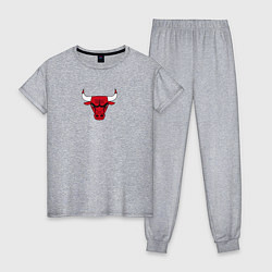 Пижама хлопковая женская CHICAGO BULLS, цвет: меланж