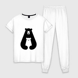 Пижама хлопковая женская Медведь Z, цвет: белый