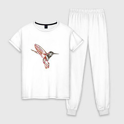 Пижама хлопковая женская Колибри, цвет: белый