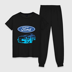 Пижама хлопковая женская Ford Z, цвет: черный