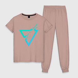 Пижама хлопковая женская Paint Drop Triangle, цвет: пыльно-розовый