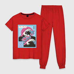 Пижама хлопковая женская Vaporwave Ramen, цвет: красный