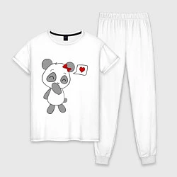 Пижама хлопковая женская Панда девочка, цвет: белый