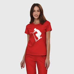 Пижама хлопковая женская Самокат трюк фристайл экстрим, цвет: красный — фото 2