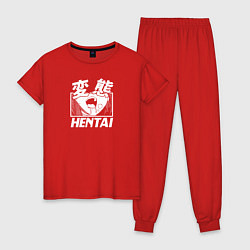 Пижама хлопковая женская Hentai, цвет: красный