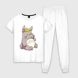 Пижама хлопковая женская Little Totoro, цвет: белый