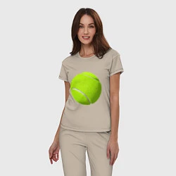 Пижама хлопковая женская Теннис, цвет: миндальный — фото 2