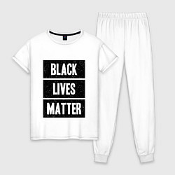 Пижама хлопковая женская Black lives matter Z, цвет: белый