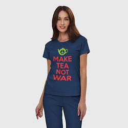 Пижама хлопковая женская Make tea not war, цвет: тёмно-синий — фото 2