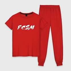 Пижама хлопковая женская FCSM, цвет: красный