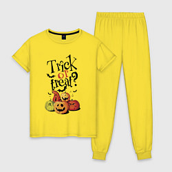 Пижама хлопковая женская Кошелек или жизнь!, цвет: желтый